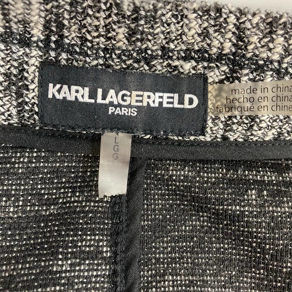 Karl Lagerfeld Tweed Full Zip Blazer Jacket Sz L - Picture 7 of 9